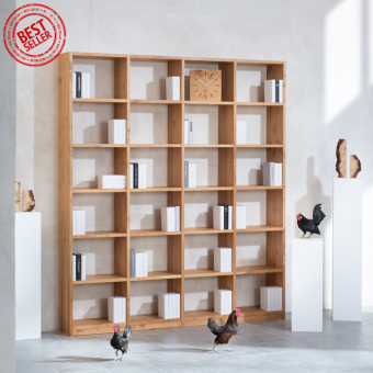 Buecherregal-Wildeiche-Massivholz-Premium-4×6-Faecher-1 Buecherregal-Wildeiche-Massivholz-Premium-4×6-Faecher-1