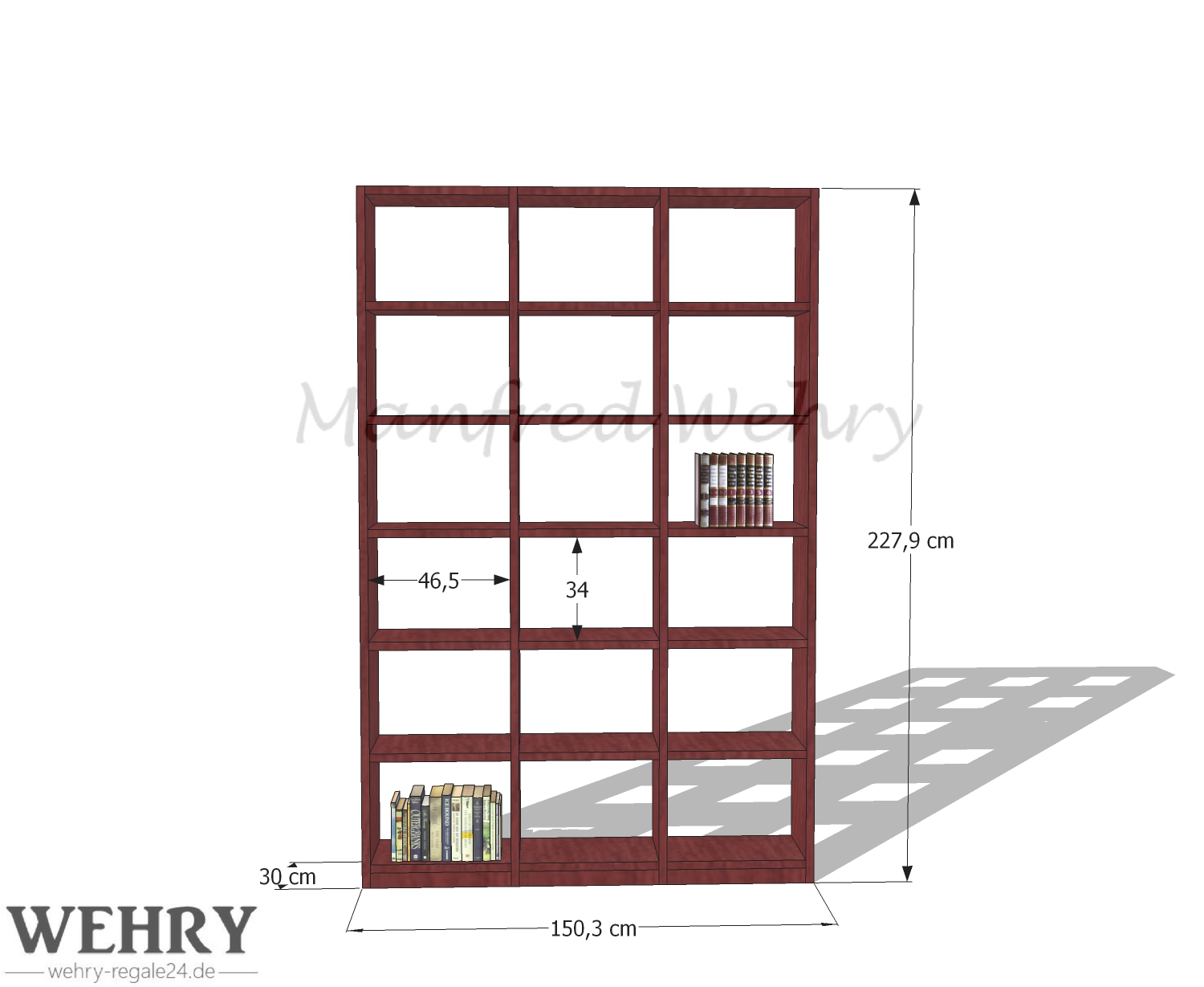 mahagoni-3-227,9 cm Höhe