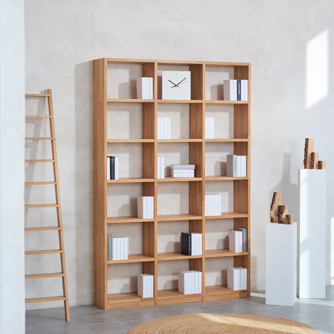 Bücherregal Eiche Massivholz 3×6 Fächer