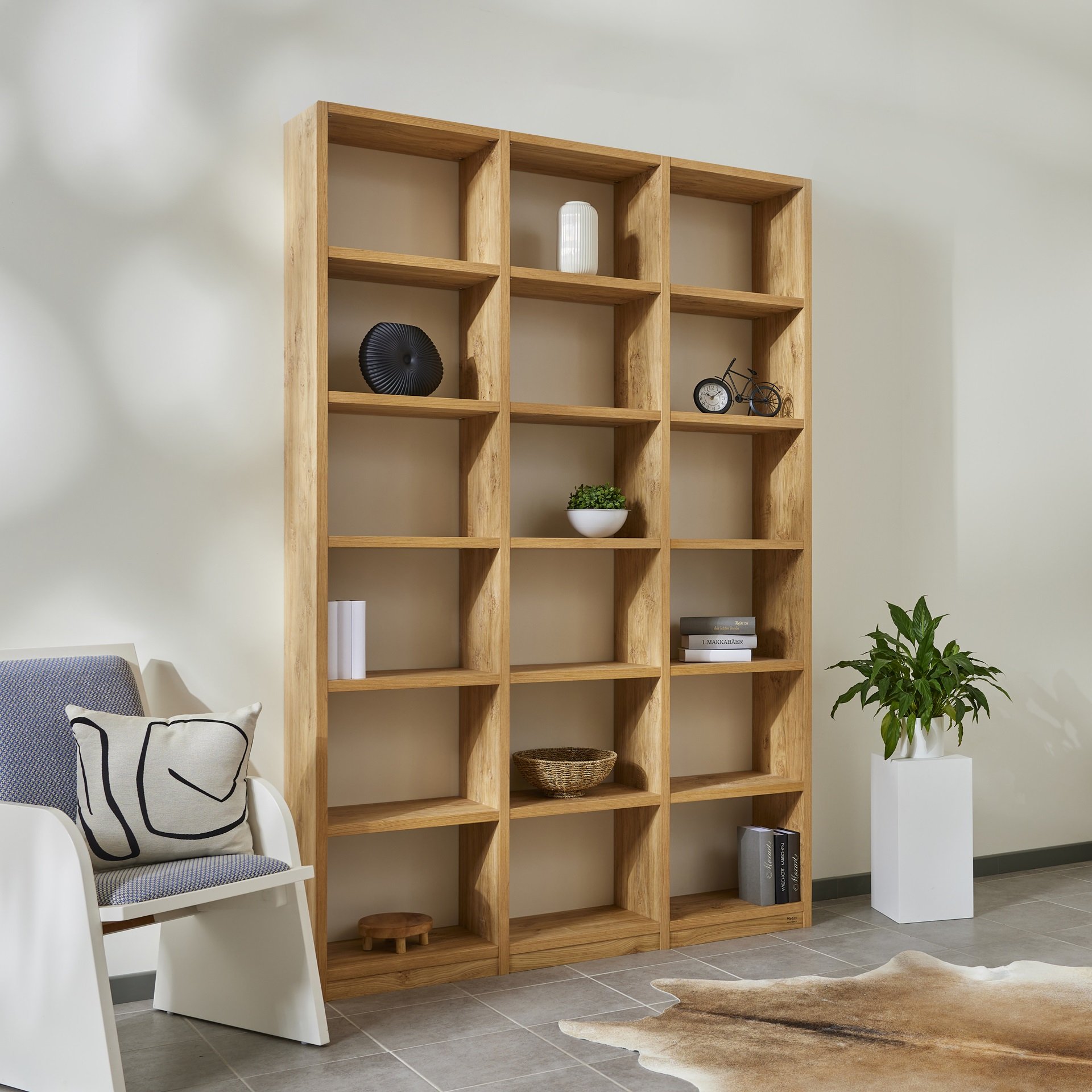Offenes Regal aus Wildeiche Echtholz – 151,1 cm breit