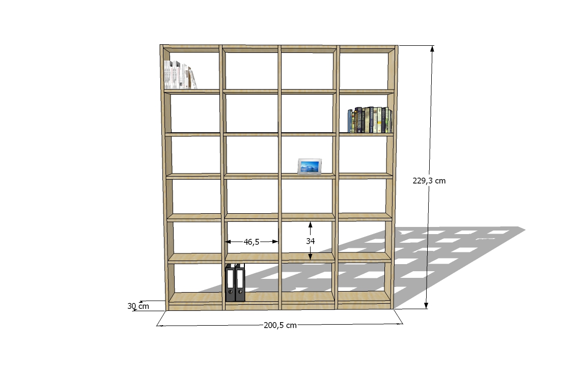 Zeichnung Wandregal 4 x 6 Echtholzfurnier