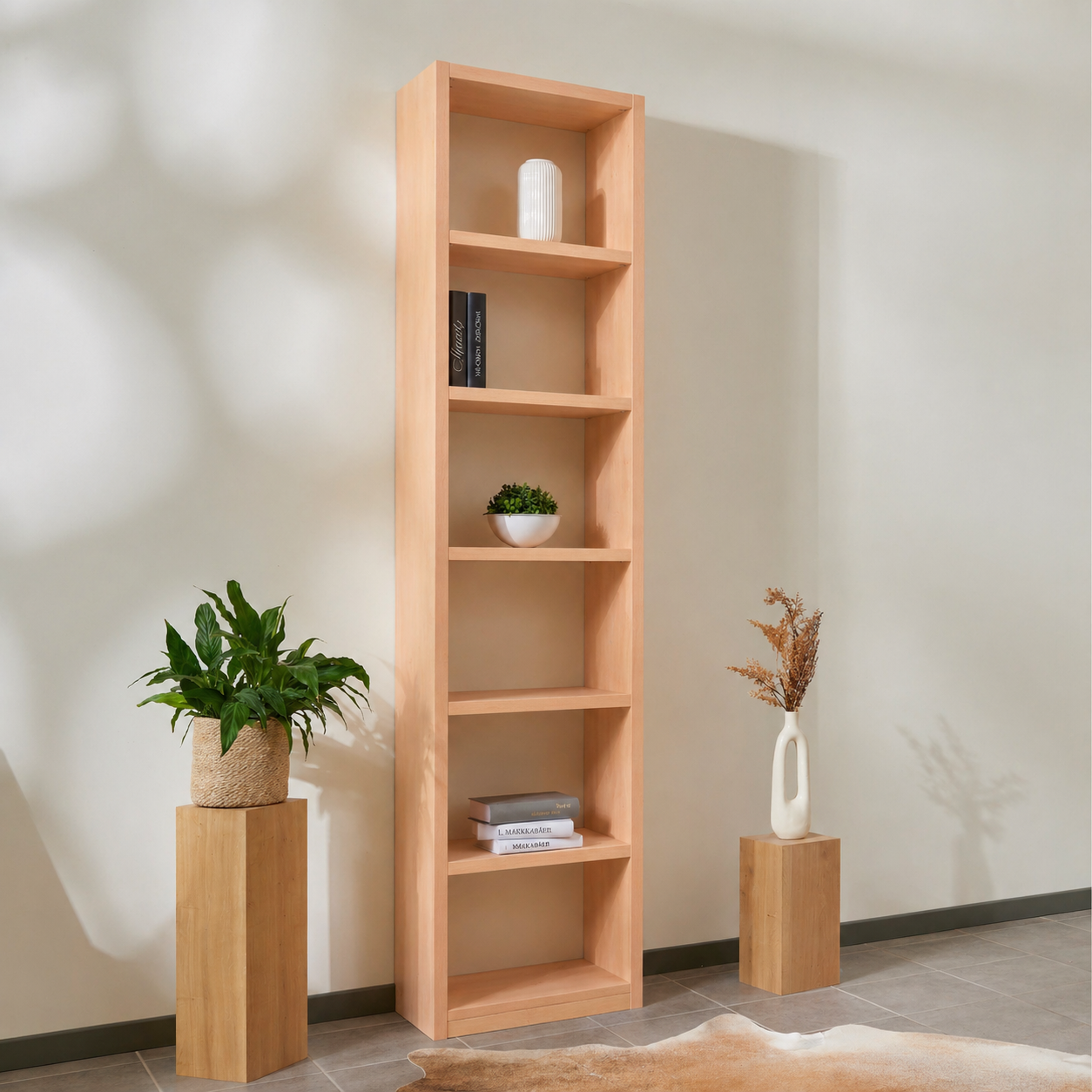 Bücherregal Buche Echtholz 1x6 Fächer – 52 cm breit, 229 cm hoch