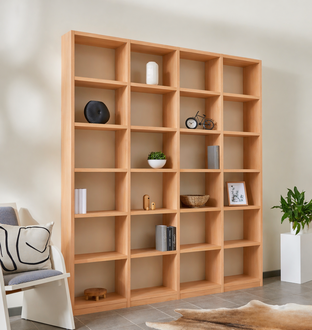 Bücherregal Buche Echtholz 4x6 Fächer – 200 cm breit, 229 cm hoch